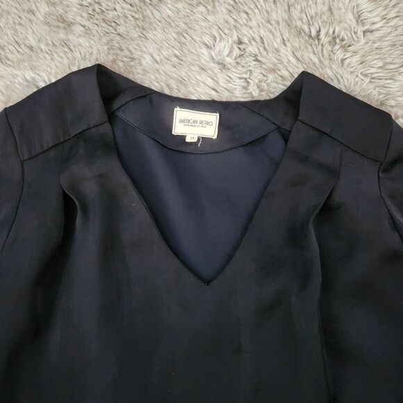 American Retro Anders Top Long Sleeve V-neck Blouse Black French Size 38 US 8 - Picture 2 of 10